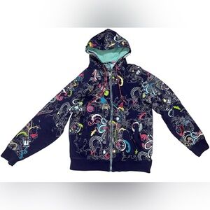 Artful Dodger Exploitation Hoodie Blueberry Full Zip Jacket Y2K Vintage Rare L